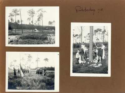 818597 Afbeelding van een bladzijde uit een familiealbum met foto's van het Pinksterkamp van Groep 2, afdeling Utrecht ...